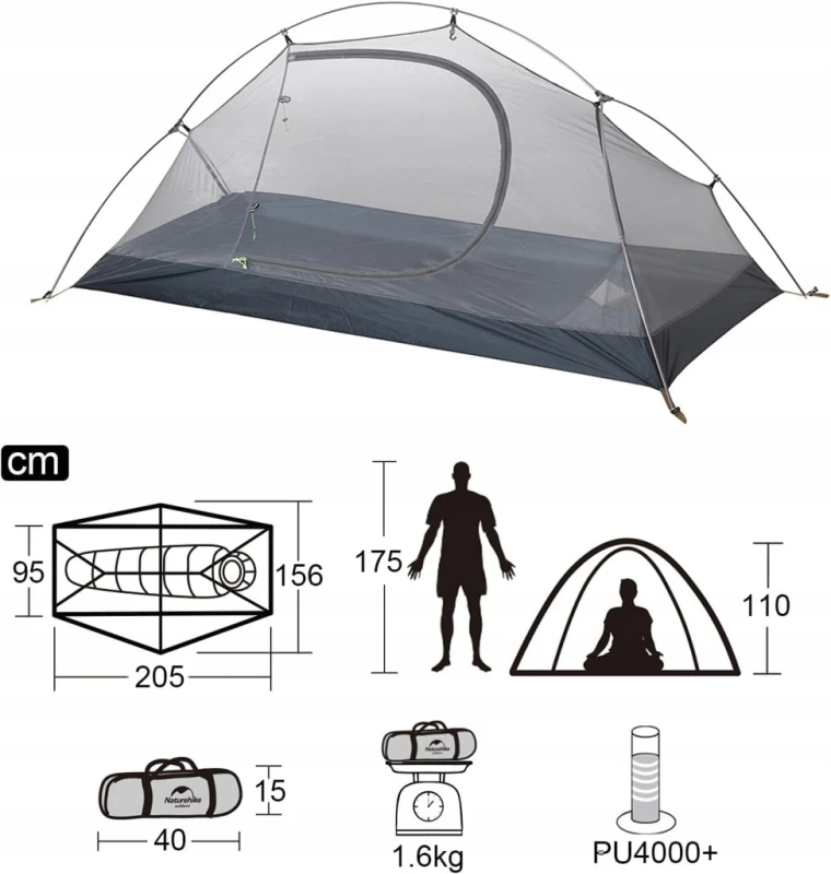 Namiot Naturehike 1-osobowy ultralekki wodoodporny 4 sezony