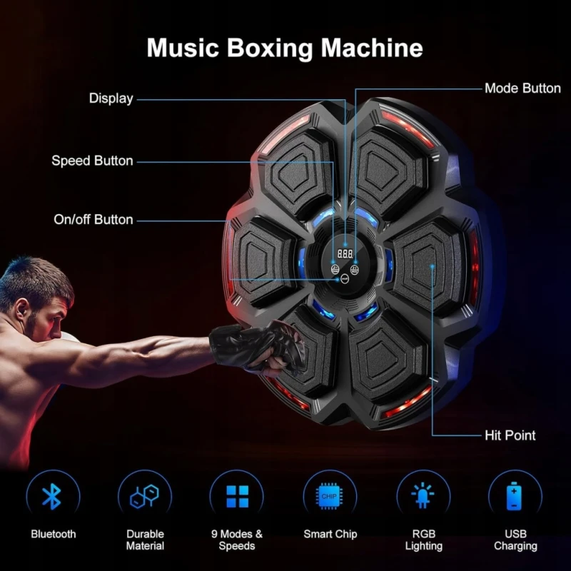 Fooing Smart Punching Machine – Maszyna Bokserska LED Bluetooth + akcesoria