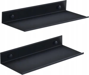 Hnvner Półki ścienne 2 szt. 30 cm czarne, aluminiowe