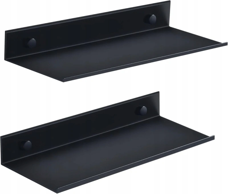 Hnvner Półki ścienne 2 szt. 30 cm czarne, aluminiowe
