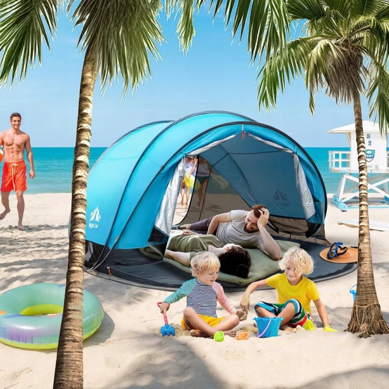 Samorozkładający namiot plażowy Pop Up - 3–4 os. Ochrona UPF 50+,