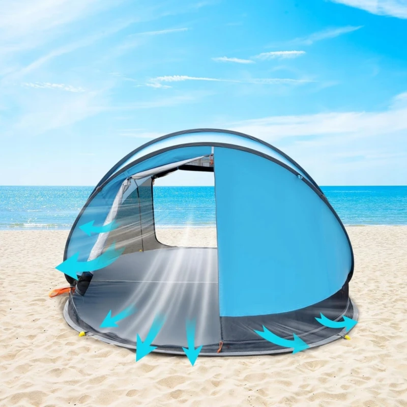 Samorozkładający namiot plażowy Pop Up - 3–4 os. Ochrona UPF 50+,