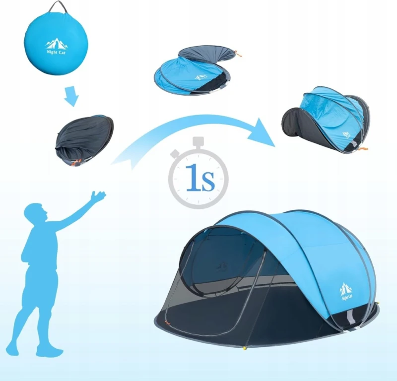 Samorozkładający namiot plażowy Pop Up - 3–4 os. Ochrona UPF 50+,
