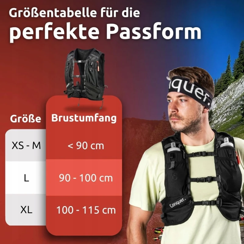 Conquer Kamizelka do biegania 15L ultralekka 330 g, r. XL z kieszeniami