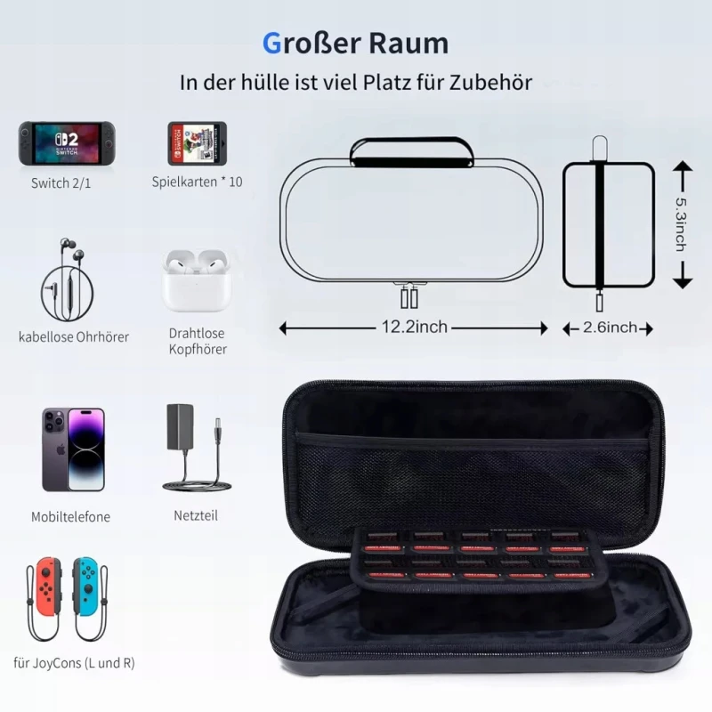 Etui do Nintendo Switch 2 wodoodporne walizkowe, wstrząsoodporne- Mhyaludo