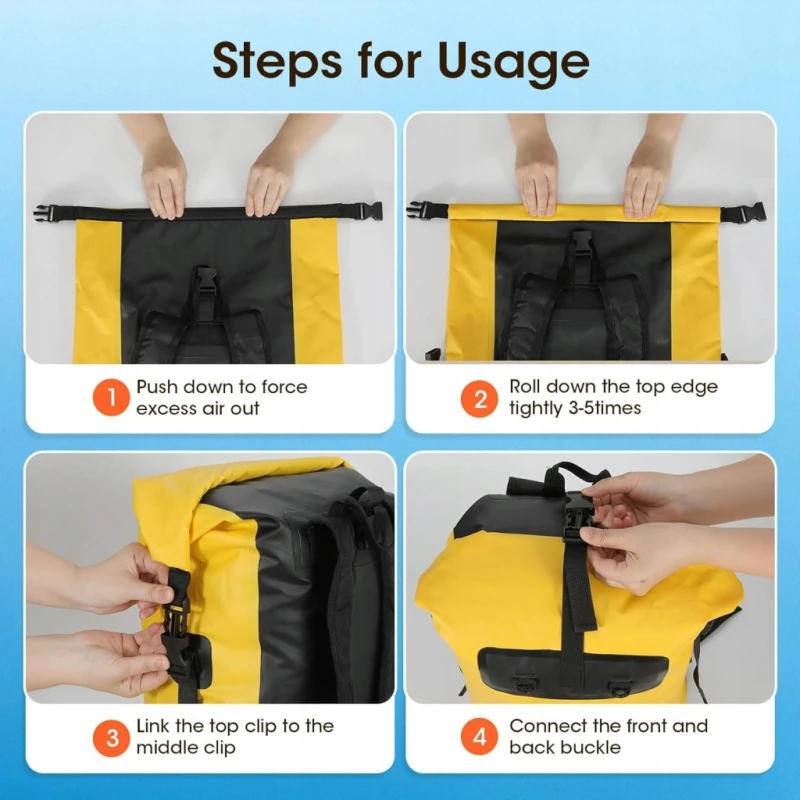 Wodoodporny plecak + etui na telefon, Dry Bag 50L żółty - Weldun