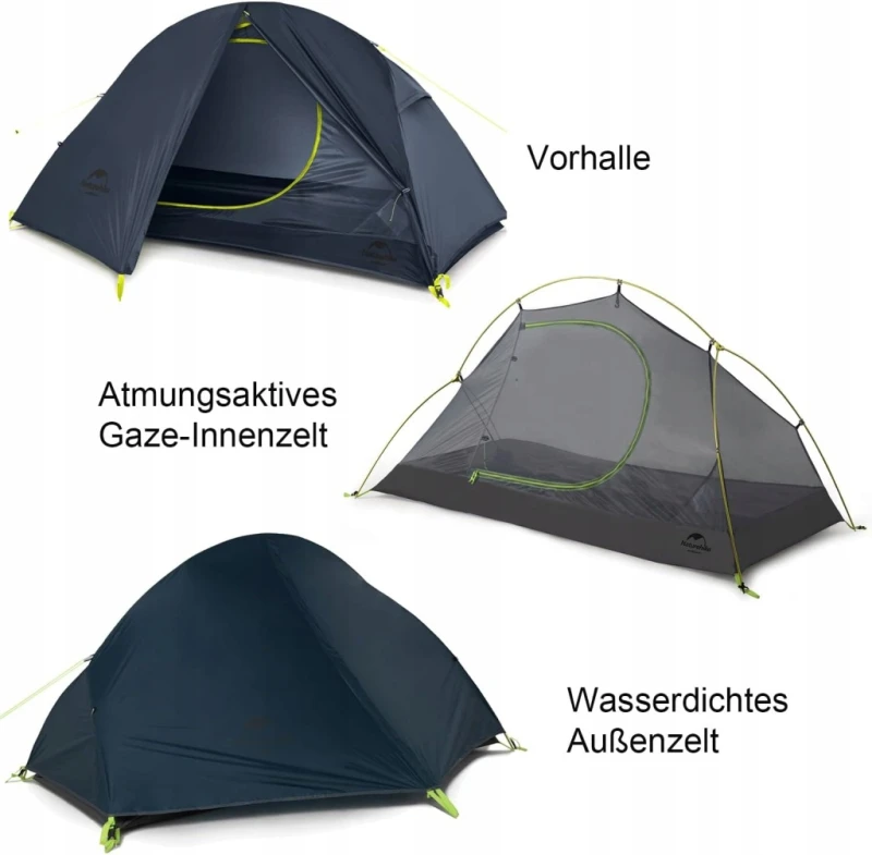 Namiot Naturehike 1-osobowy ultralekki wodoodporny 4 sezony- granatowy