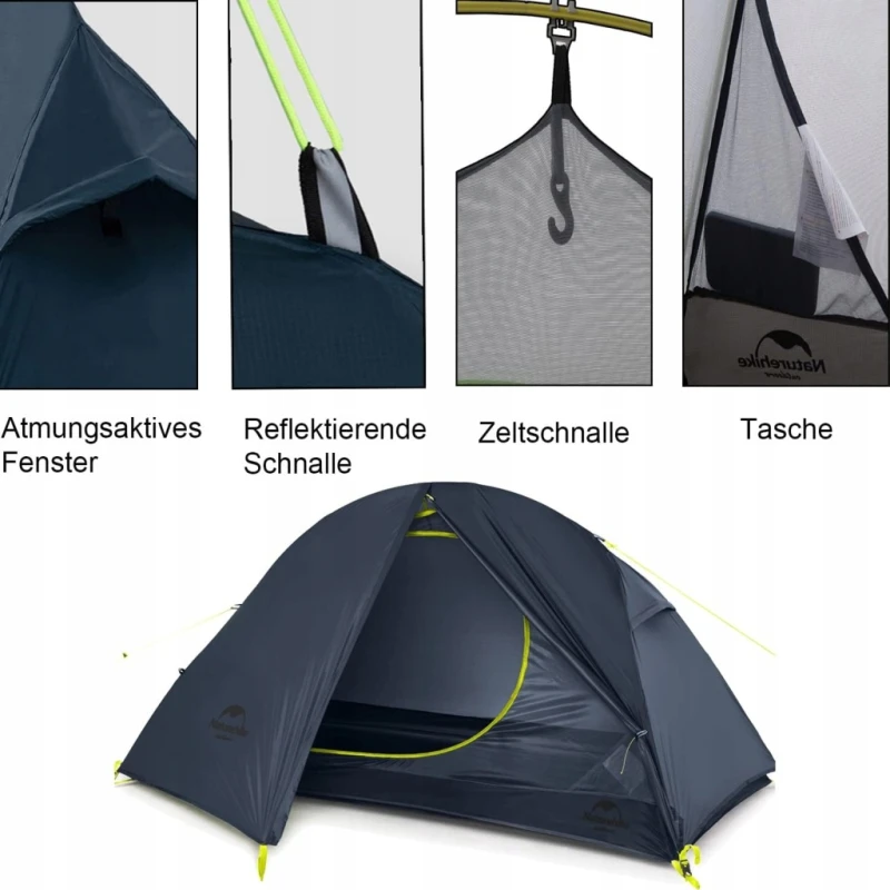Namiot Naturehike 1-osobowy ultralekki wodoodporny 4 sezony- granatowy