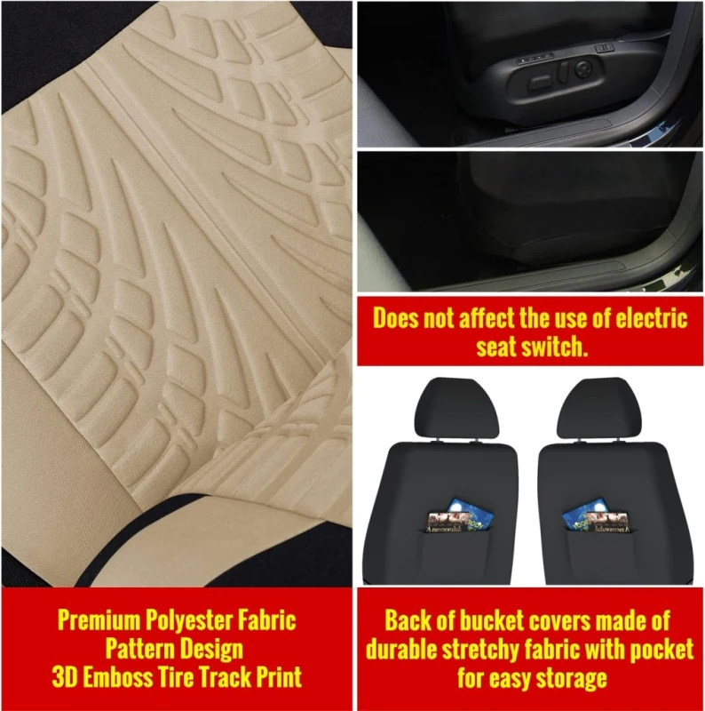 AutoYouth Tire Track Uniwersalne Pokrowce na przednie siedzenia