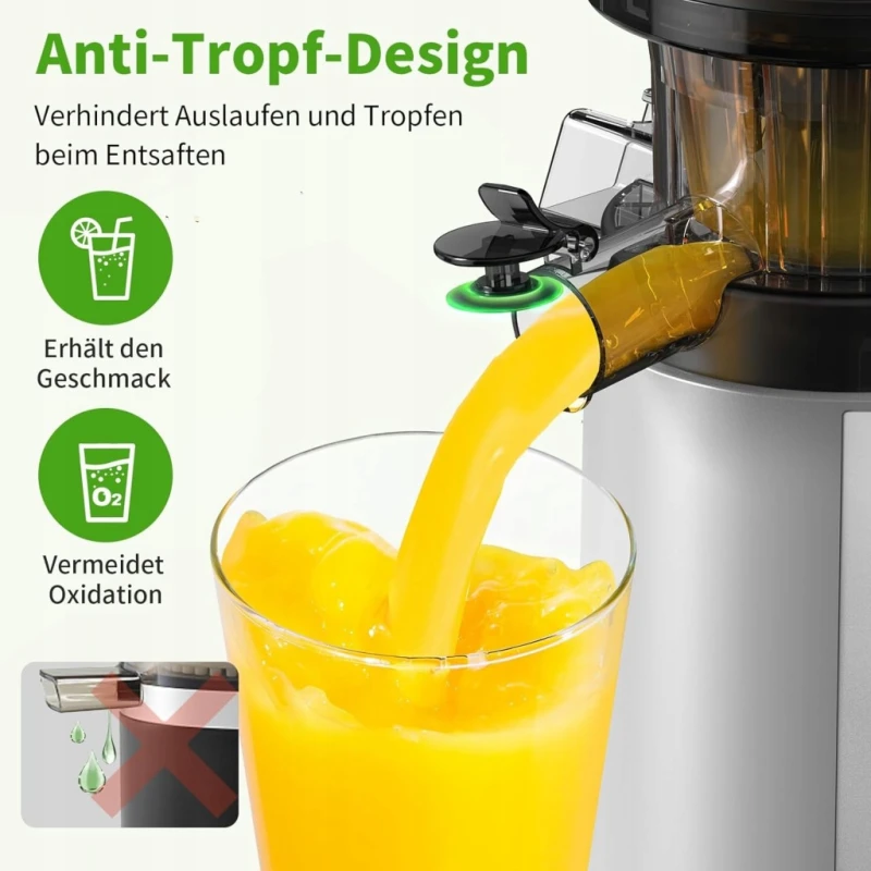 Wyciskarka wolnoobrotowa 450W Airmsen Slow Juicer, srebrna, bpa free
