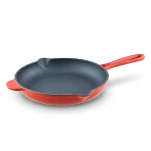 Żeliwna Patelnia Skillet Emaliowana 24 cm, nieprzywierająca, Pomarańczowa