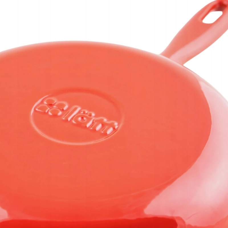 Żeliwna Patelnia Skillet Emaliowana 24 cm, nieprzywierająca, Pomarańczowa