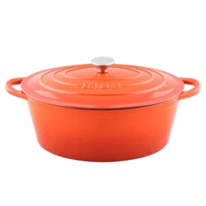 Cocotte Żeliwny Emaliowany Garnek Owalny 6L Pomarańczowy- Lätt