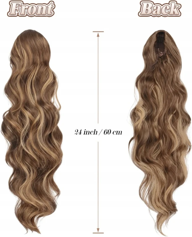 Feshfen Doczepiany kucyk falowany 60 cm blond, brązy, ze ściągaczem