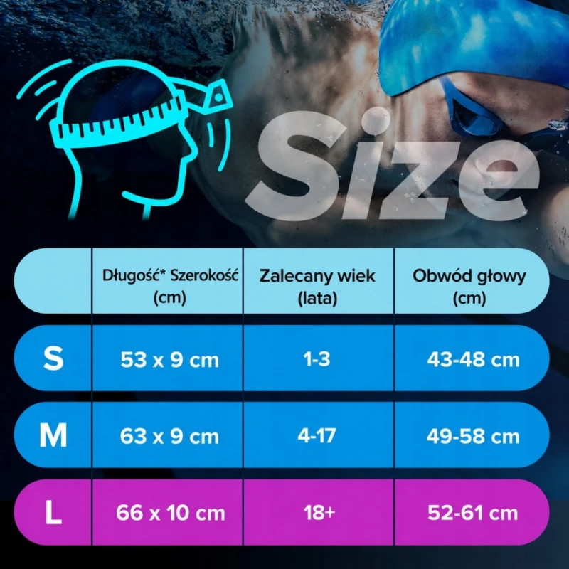 HeySplash Opaska do pływania z ochroną uszu rozmiar L 52–61 cm