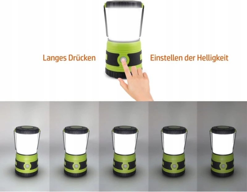 DA Light Lampa kempingowa LED 1500 lm zielona, 4 tryby światła, na baterie