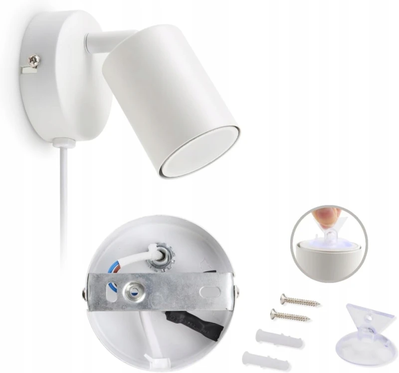 DA Light Kinkiet ścienny LED GU10 z wtyczką biały, regulowany