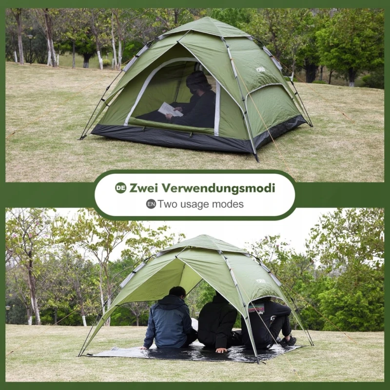 Namiot kempingowy Pop Up 2-4 osoby, szybkie rozkładanie, UV50+