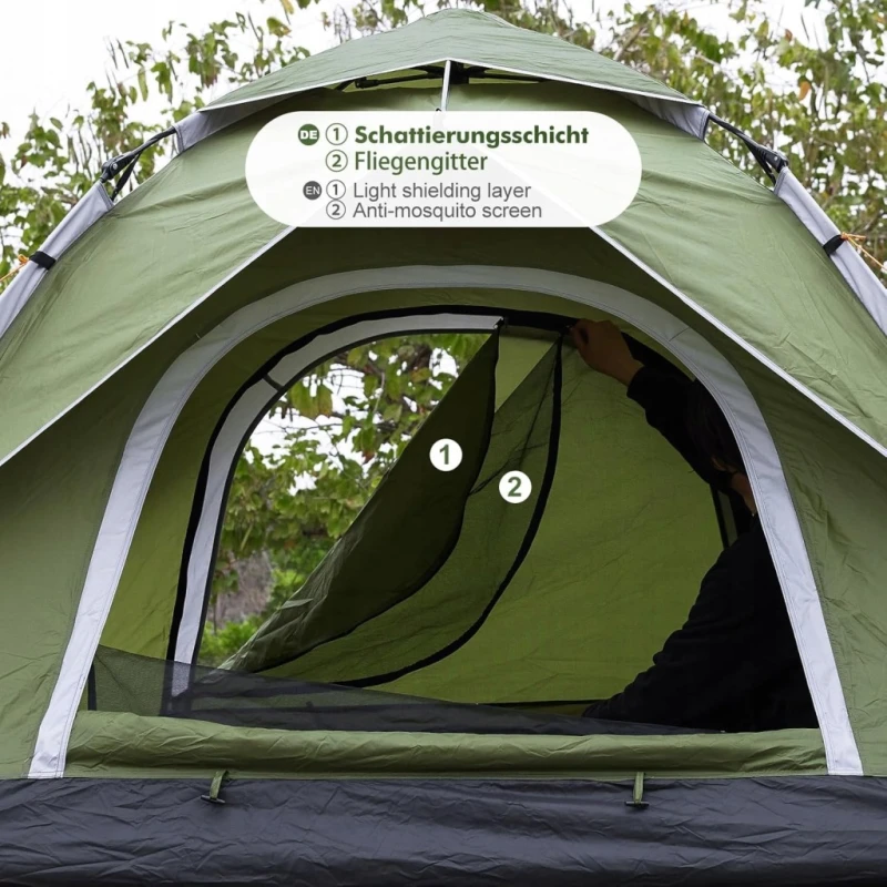 Namiot kempingowy Pop Up 2-4 osoby, szybkie rozkładanie, UV50+