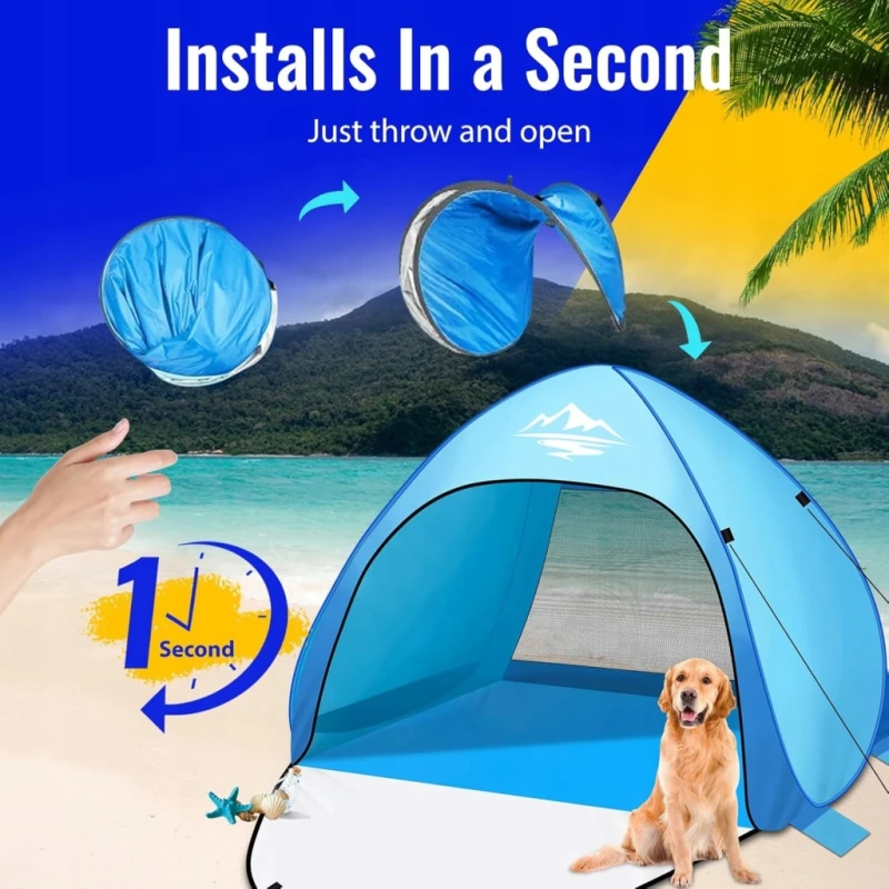 Purebox Namiot plażowy Pop-Up, ochrona UV50+ 2-4 osoby