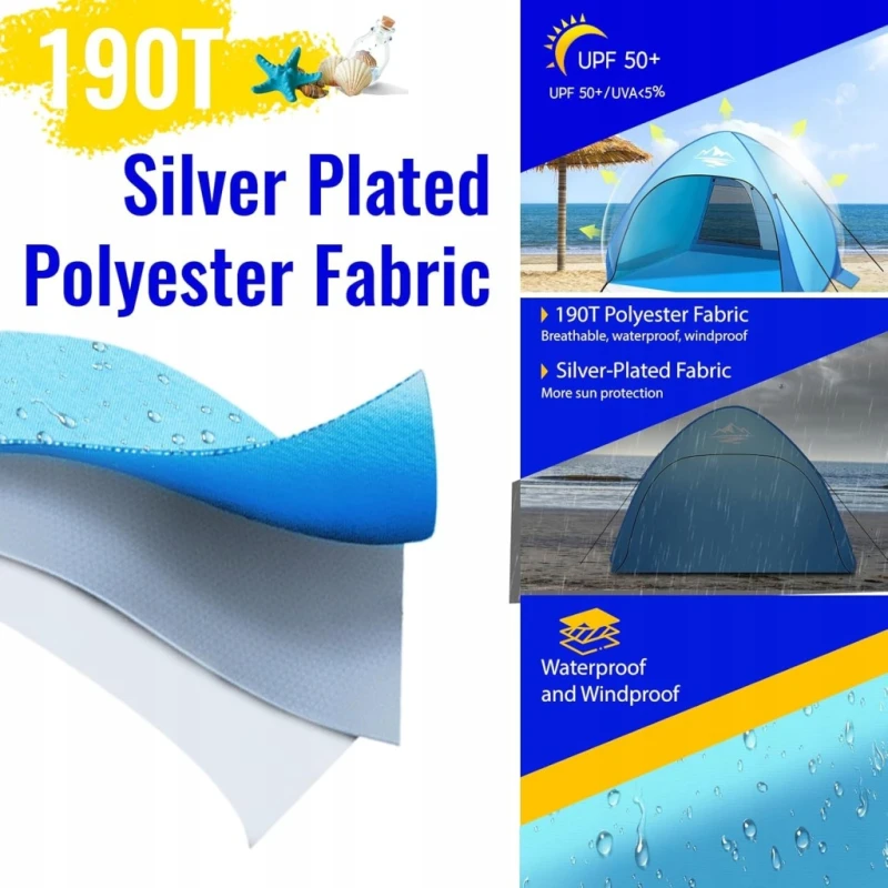 Purebox Namiot plażowy Pop-Up, ochrona UV50+ 2-4 osoby