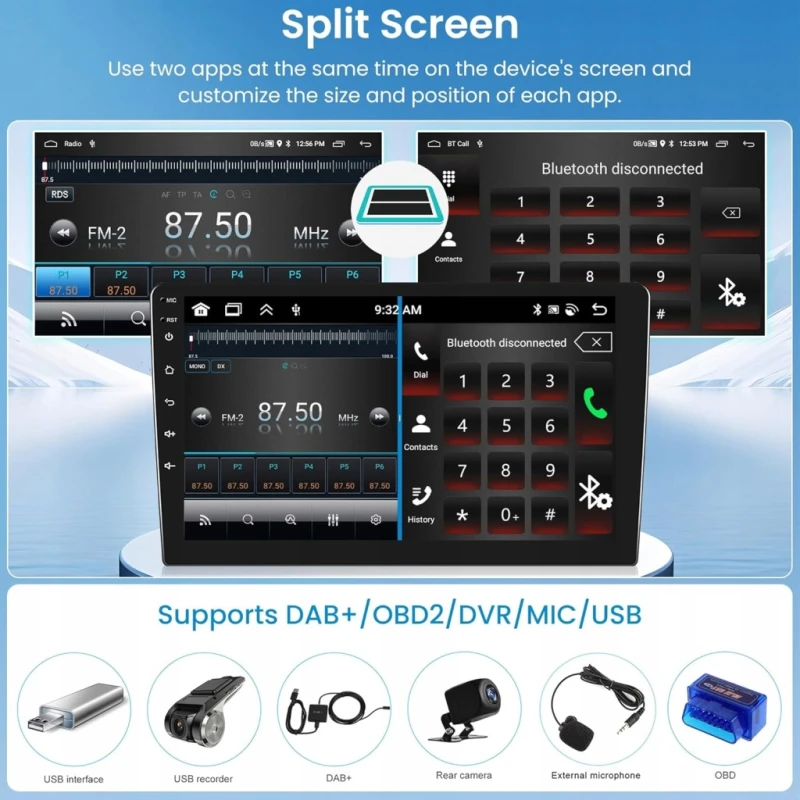 Rimoody Radio samochodowe 2DIN Android, Apple Carplay Toyota Yaris 2005-11