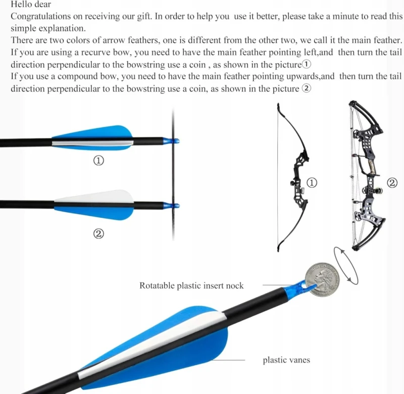 Strzały z Włókna Węglowego 80 cm do Łuku 8 Sztuk- Reawow