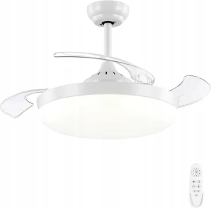 Autoday- Wentylator Sufitowy LED 36W z Pilotem i Składanymi Łopatkami