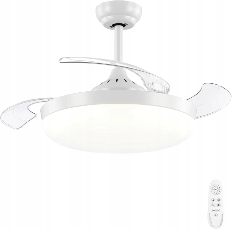 Autoday- Wentylator Sufitowy LED 36W z Pilotem i Składanymi Łopatkami