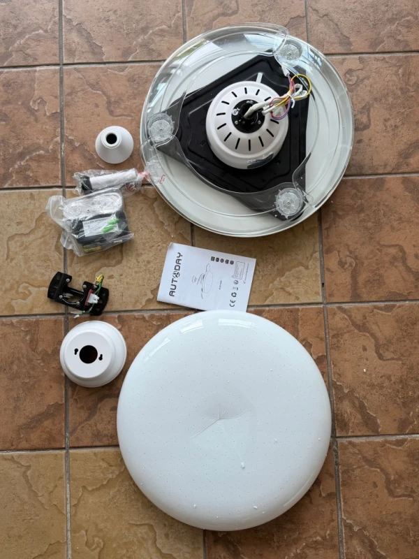 Autoday- Wentylator Sufitowy LED 36W z Pilotem i Składanymi Łopatkami
