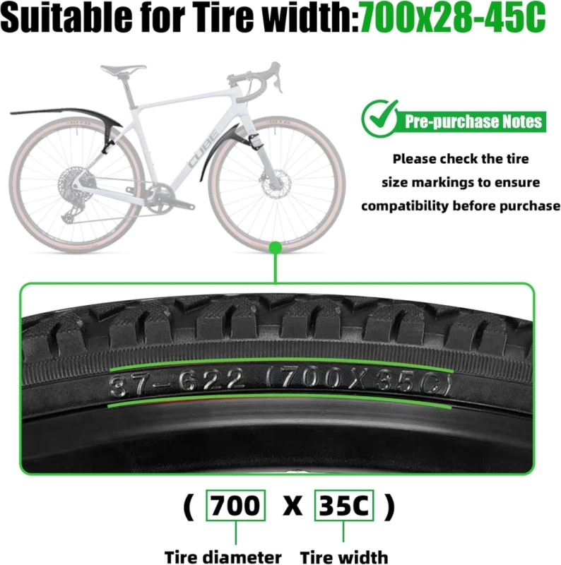 Błotniki Rowerowe RBRL RL780 28 Cali Komplet Czarny