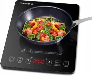 Płyta Indukcyjna Amzchef 2000W, jednopalnikowa, Regulacja mocy, turystyczna