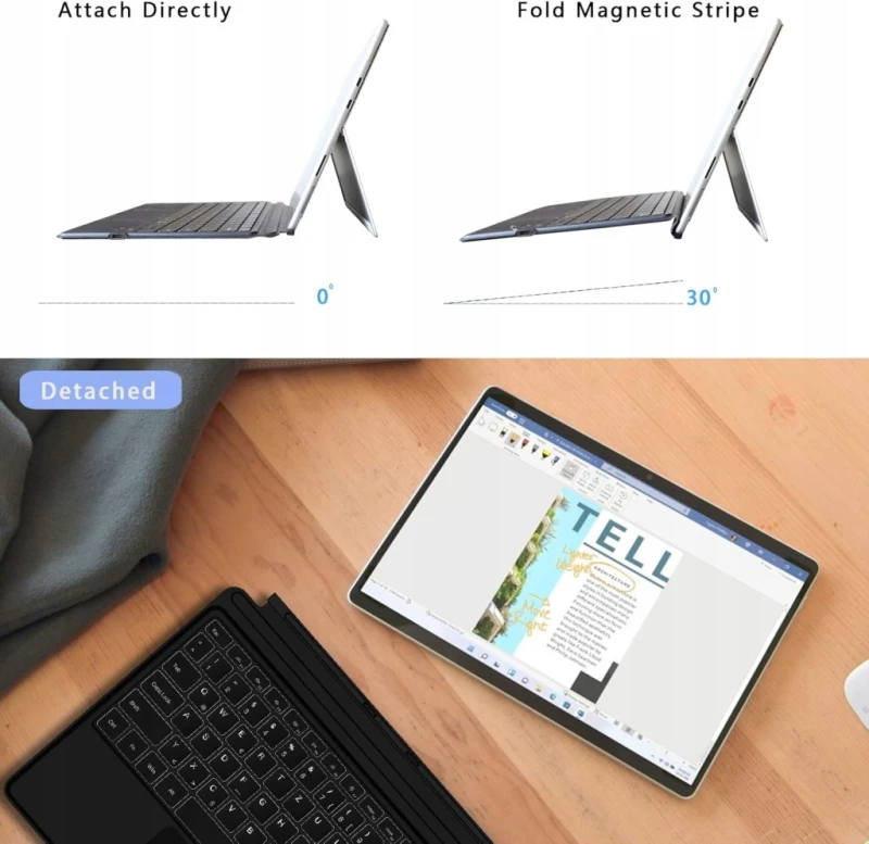 Klawiatura Bluetooth do Surface Pro 8 Pro 9 Pro X - Roofei, Układ QWERTZ