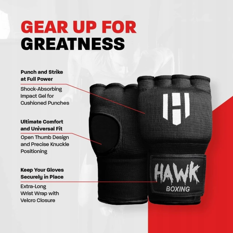 Żelowe Rękawice Bokserskie/MMA Hawk Inner Quick Wraps S/M