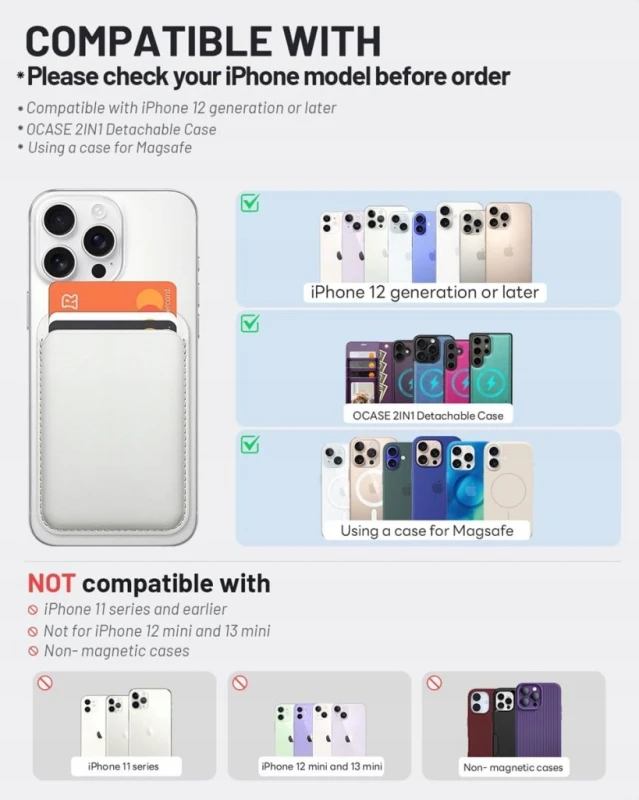 Portfel, etui na karty MagSafe do iPhone z Podstawką Biały- Ocase