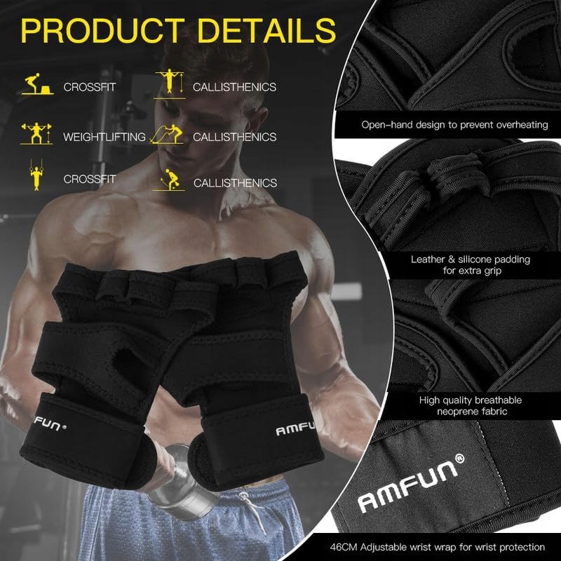 Rękawice treningowe na siłownię Fitness Amfun z Bandażem na Nadgarstek M