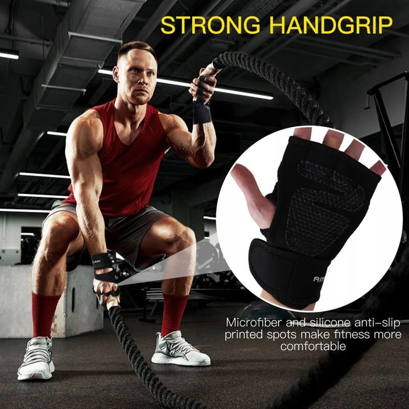 Rękawice treningowe na siłownię Fitness Amfun z Bandażem na Nadgarstek M