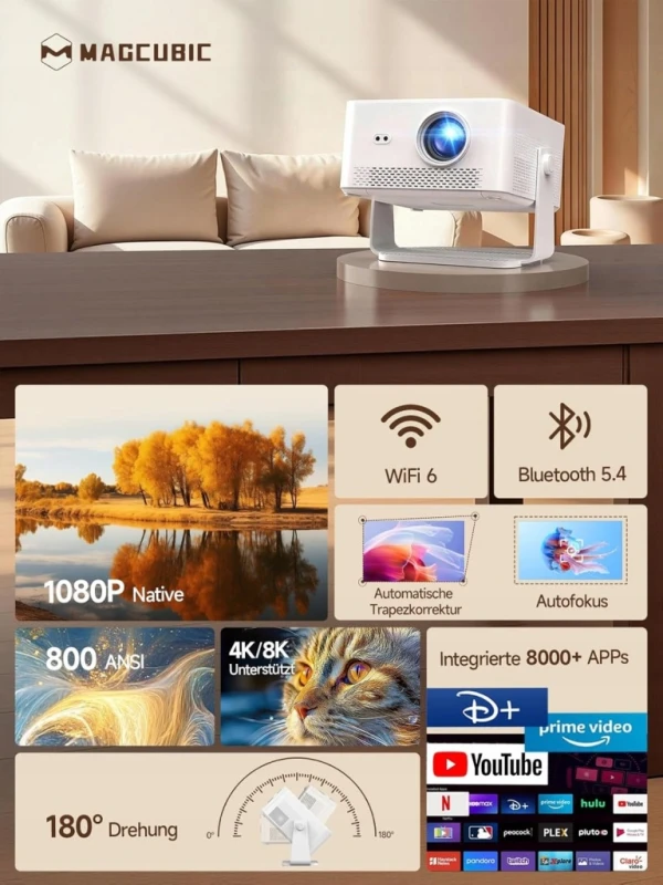 Projektor Magcubic HY450 Max 4K Android 14 WiFi 6, Autofokus