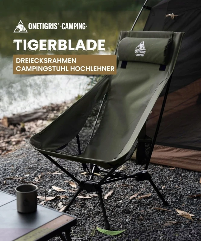 Krzesło kempingowe z wysokim oparciem OneTigris TIGERBLADE do 170 kg