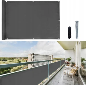 Osłona na balkon CCLIFE 75x300 cm ekran prywatności UV, szary