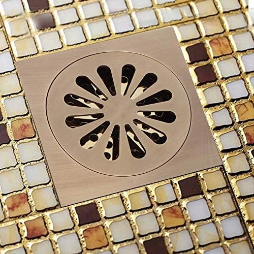 Odpływ prysznicowy kwadratowy 10x10 cm antyczna miedź styl retro - Aunmas