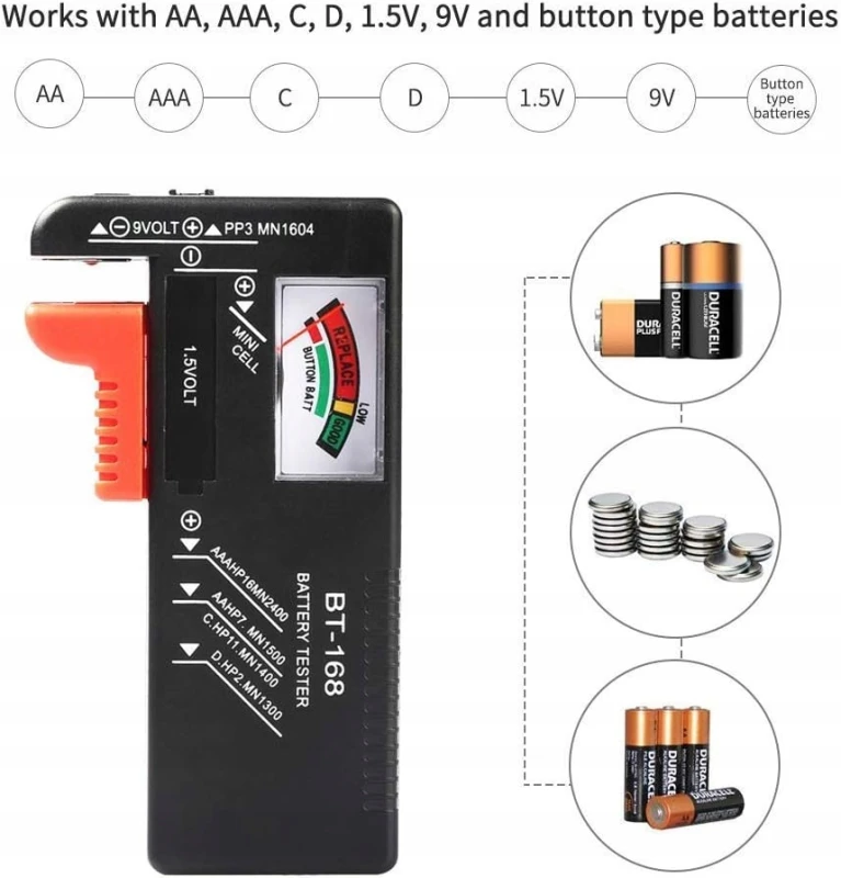 Tester baterii GTIWUNG BT-168 do AA AAA C D 9V