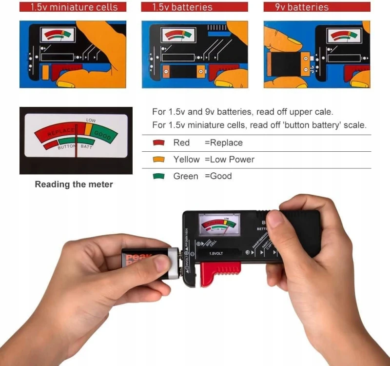 Tester baterii GTIWUNG BT-168 do AA AAA C D 9V