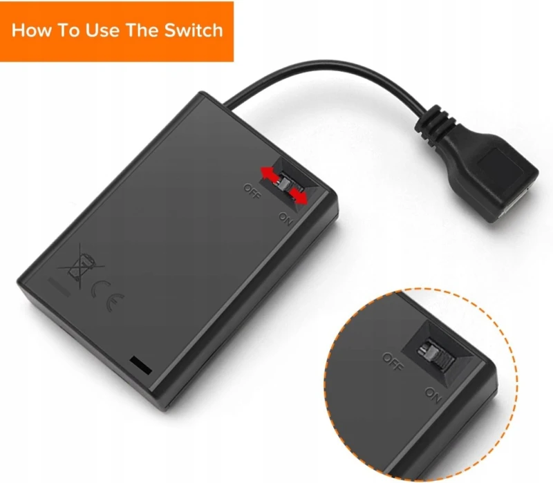 Uchwyt baterii 3x AA z gniazdem USB i włącznikiem 4 sztuki
