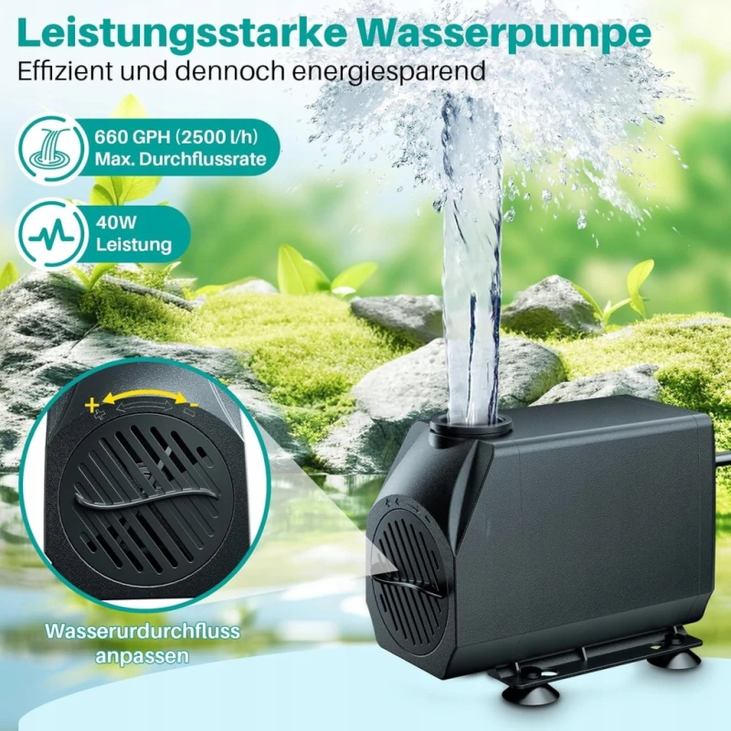 Zestaw wodospadu do oczka wodnego, stawu Biling 20 cm z pompą 2500 l/h 40W