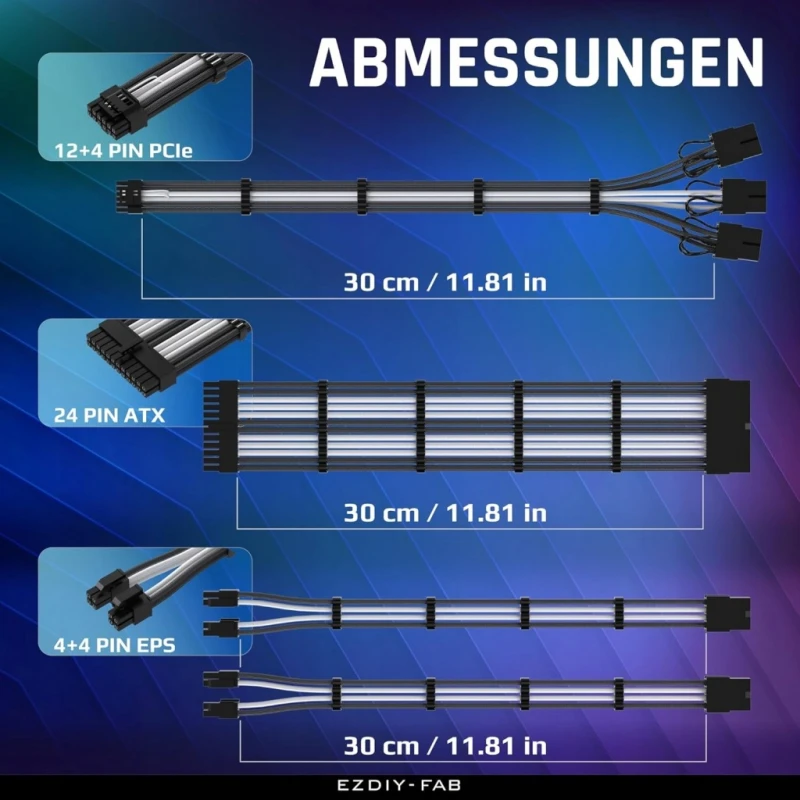Zestaw przedłużaczy zasilania EZDIY-FAB PCIE 5.0 12VHPWR 16AWG