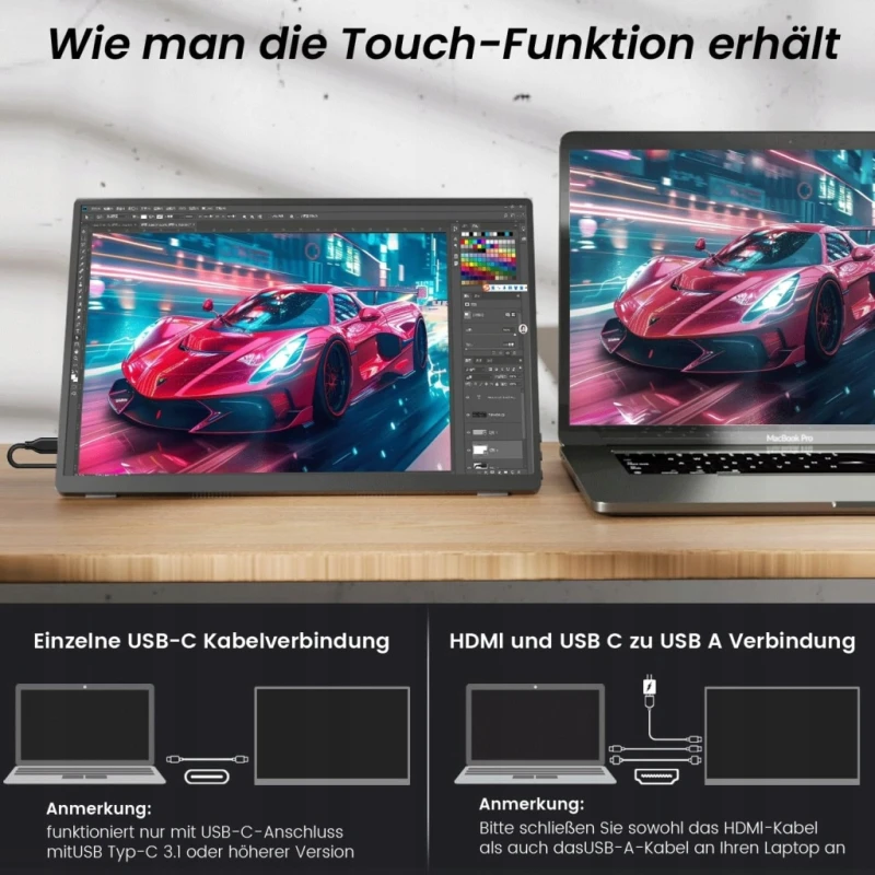 Przenośny monitor dotykowy Prechen 14" Full HD IPS USB-C, 1920x1200