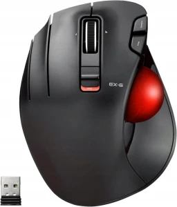 Leworęczna mysz trackball Elecom EX-G bezprzewodowa 2,4 GHz, ergonomiczna