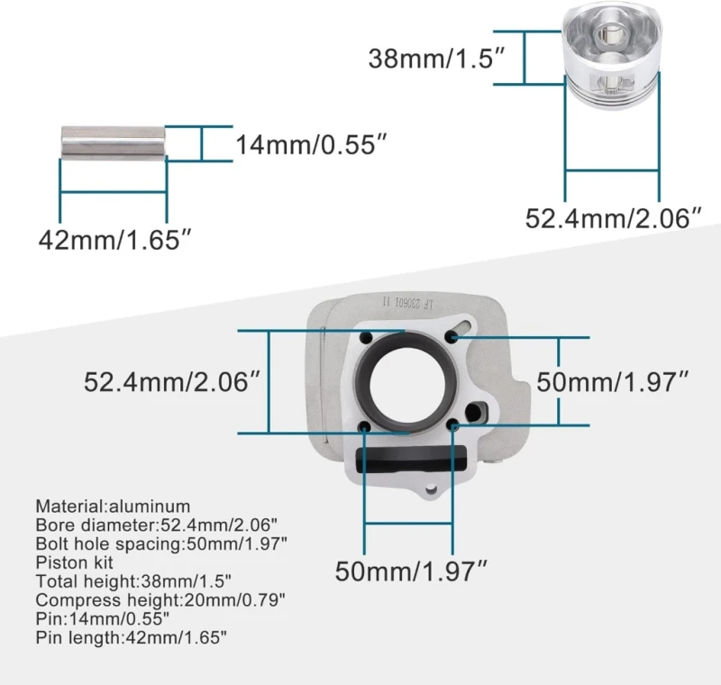 Cylinder 52,4 mm GOOFIT z tłokiem do silników Lifan 125cc LF125, ATV, Dirty