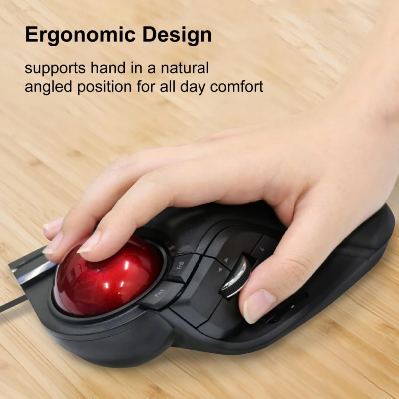 Mysz trackball Elecom M-HT1URBK, 8 przycisków z podpórką pod nadgarstek